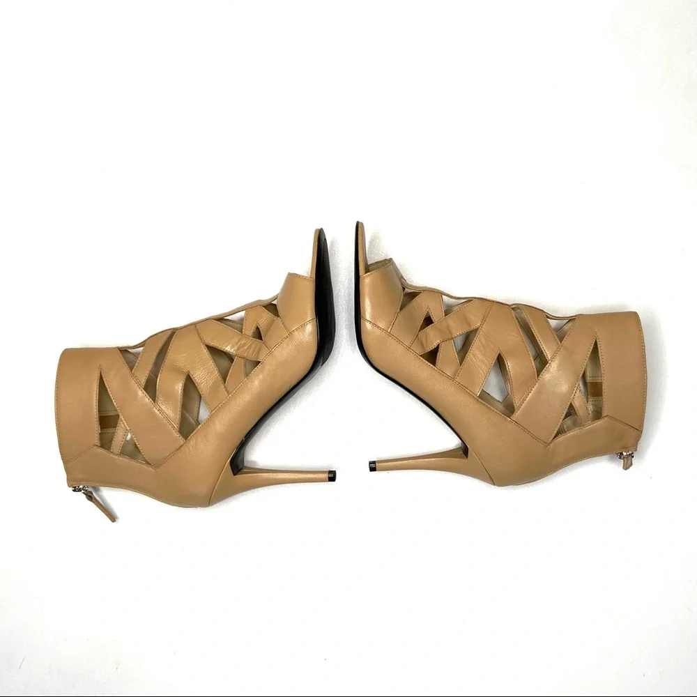 NINE WEST Nude Cage Style High Heel Ankle Bootie -Delfina-